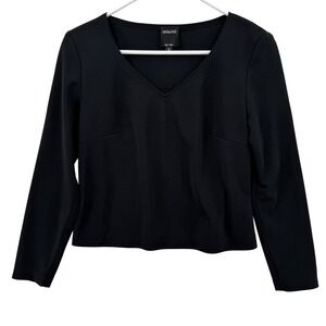 Catalyst New York Shirt Womens Small Black Pullover V Neck Long Sleeve Top USA